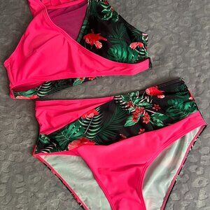 High Waist tropical bikini set